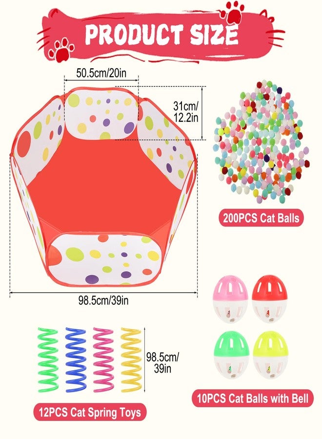 Foxtell Cat Ball Pit Include 200 Pom Pom Balls 10 Jingle Balls and 12 PCS Cat Spring Toy for Indoor Bored Self Play Enrichment Toy for Indoor Cats Interactive Fun and Exercise - Image 2